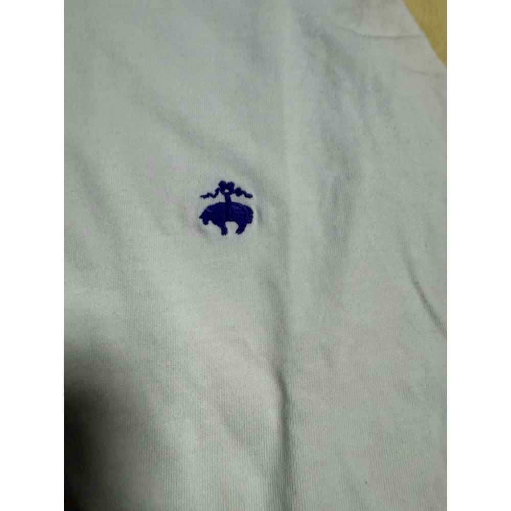 Brooks Brothers Men's XL White Yellow Baseball Tee Shirt Long Sleeve Logo - Picture 5 of 6